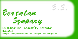 bertalan szapary business card